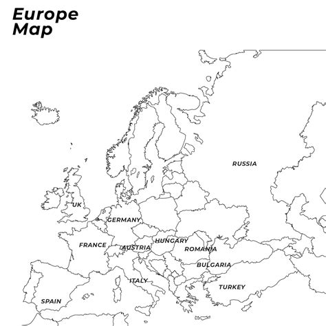 Best Images Of Black And White Printable Europe Map Black And White Europe Map With