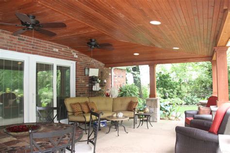 Covered Patio With Vaulted Ceiling Ideas Rustic Patio