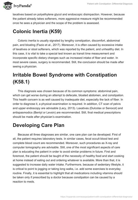 Patient With Constipation Differential Diagnosis 657 Words