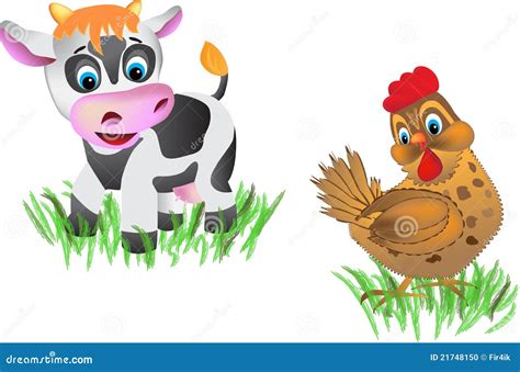 Cow And Chicken Stock Vector Illustration Of Rural Speckled 21748150