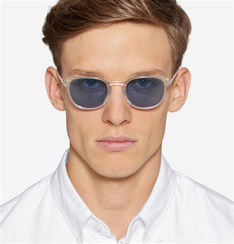 Oliver Peoples Fairmont Crystal Acetate Round Frame Sunglasses In Blue For Men Lyst
