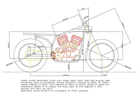 Harley Davidson Xl Sportster Custom Frame Blueprint W Dimensions