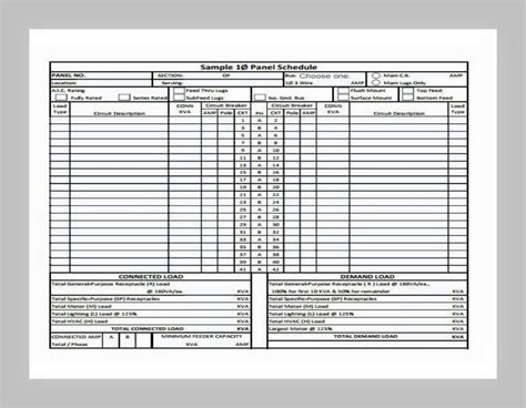 Excel Panel Schedule Template