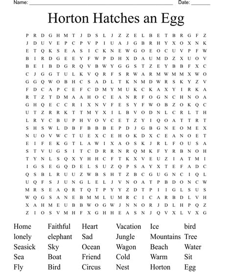 Horton Hatches An Egg Word Search Wordmint