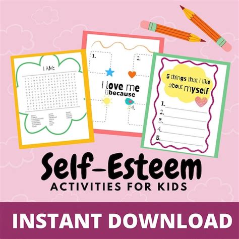 Self Esteem Worksheets Build Your Childs Self Esteem Etsy