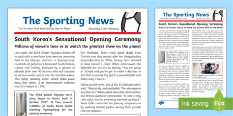Newspaper report for free report site. KS2 Winter Olympics 2018 WAGOLL Example Newspaper Report