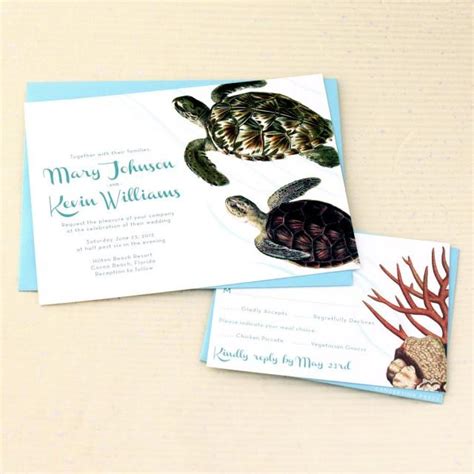 Sea Turtle Wedding Invitations Beach Wedding Invitation Ocean Wedding