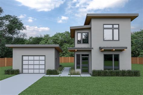 Small Modern Home Plan With Detached 1 Car Garage 280097jwd