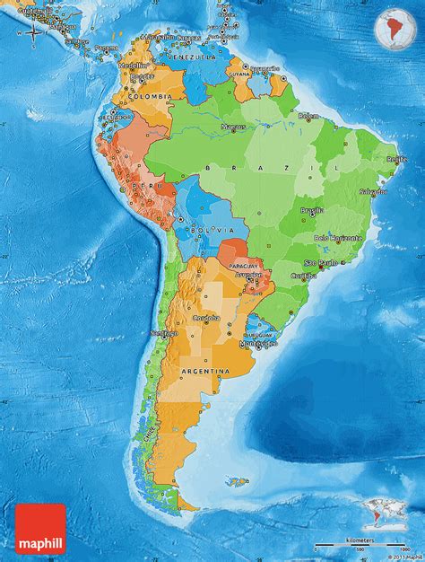 Political Map Of South America Political Shades Outside