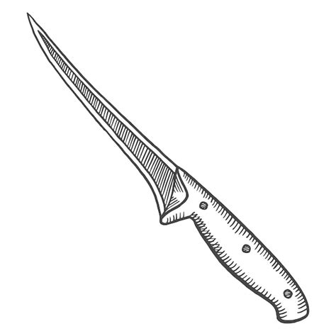 Premium Vector Kitchen Boning Knife Isolated Doodle Hand Drawn Sketch
