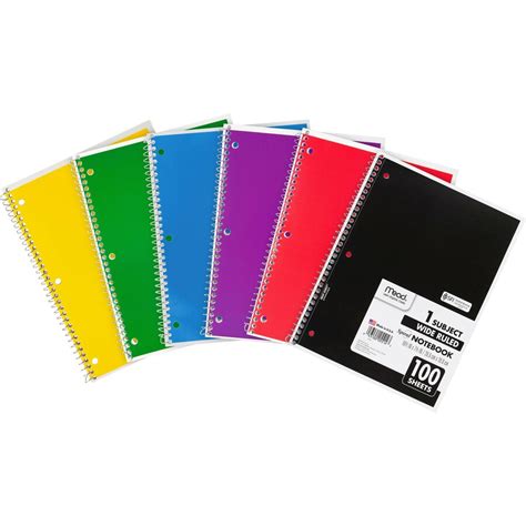 Mead Spiral Bound Wide Ruled Notebooks Memo Subject Notebooks