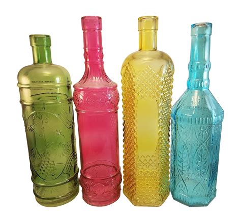 Colored Glass Bottles Large Wine Bottle Size Decorative Vintage