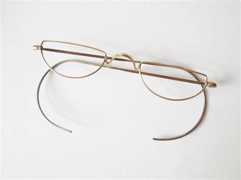 Antique Wire Rim Half Moon Reading Glasses Frames In Case From Rubylane