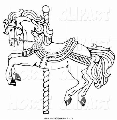 Carousel Horse Clip Drawing Background Pole Coloring