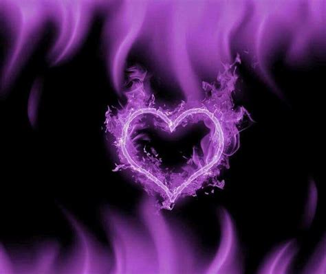 Purple Heart On Fire Fire Heart Purple Flame Heart Wallpaper