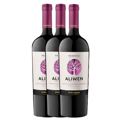 3x Vino Aliwen Blend Carmenere Cabernet Sauvignon 750cc