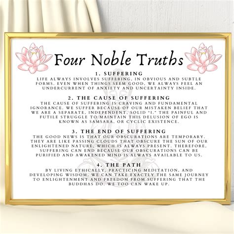 Four Noble Truths Buddhist Art Print Buddha Quote Etsy