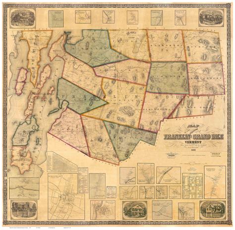 Franklin And Grand Isle County Vermont 1857 Old Map Reprint Old Maps