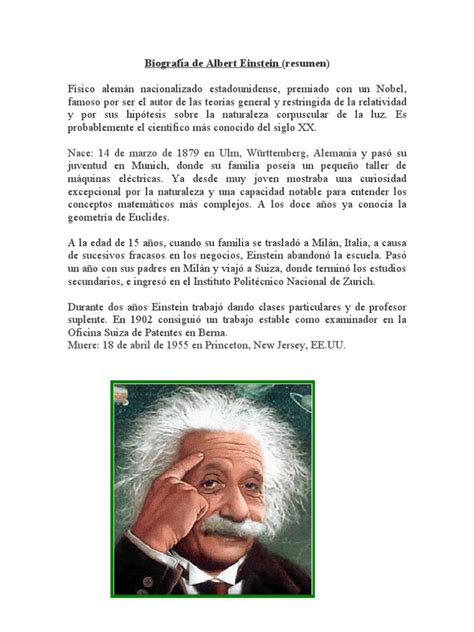 Albert Einstein Biografia Corta Image To U