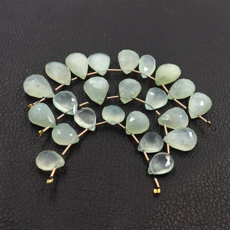 Aqua Chalcedony Gemstone Beads Pear Shape Beads Drilled Beads Etsy