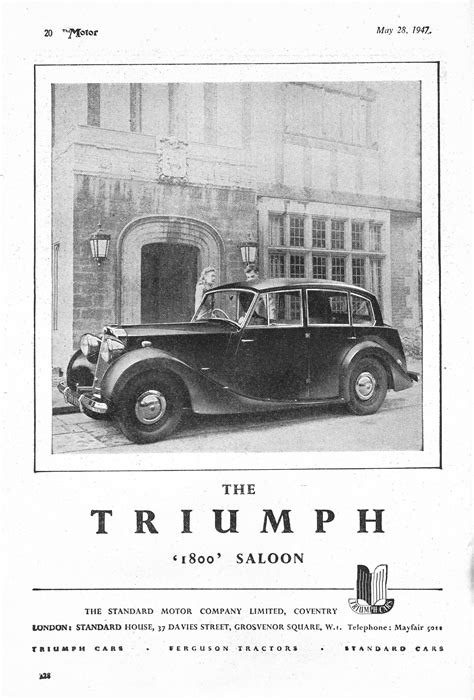 Triumph Renown 1800 Motor Car Autocar Advert 1947 Triumph Cars