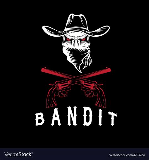 Bandit Skull With Revolvers Royalty Free Vector Image
