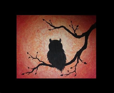 Acrylic Silhouette Painting Part 2 Whooos Tree Silhouette