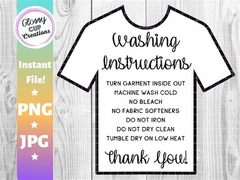 T Shirt Care Cards Tshirt Washing Instructions Instant Etsy