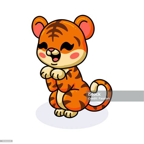 Cute Baby Tiger Cartoon Standing Stock Illustration Download Image