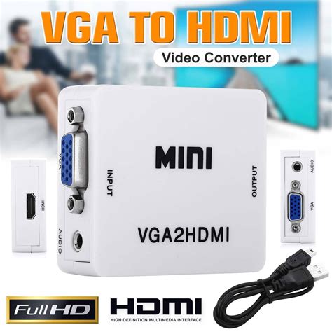 Jual Konverter Mini Vga2hdmi Vga To Hdmi 1080p Hd Audio Video Converter