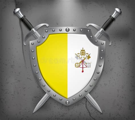 Bandera De La Ciudad Del Vaticano El Escudo Con La Bandera Nacional Dos