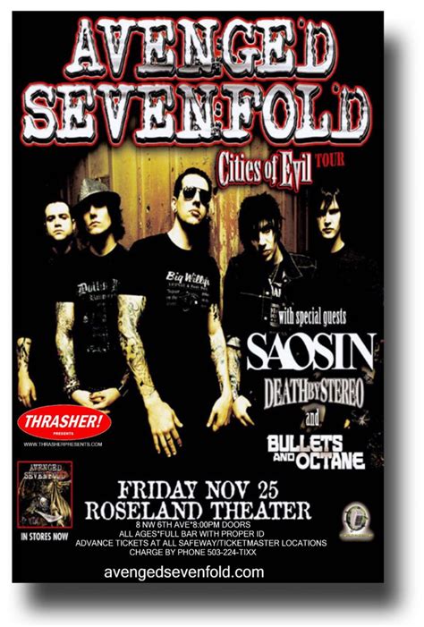 Avenged Sevenfold Poster A7x Concert 11 X 17 Inches Blk Roseland First