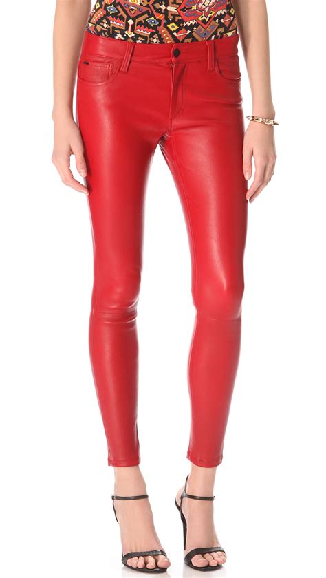 Joes Jeans Skinny Leather Pants In Red Lyst