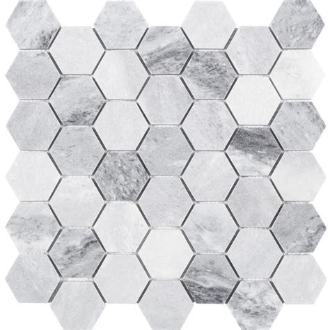Satori Storm Polished 12 In X 12 In Polished Natural Stone Marble Hexagon Marble Look Wall Tile