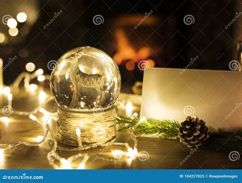 Closeup Of Christmas Snowball And Lights Stock Image Image Of Yule