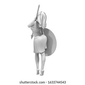 Nude Woman Warrior Character 3d Rendering Stock Illustration 1633750834