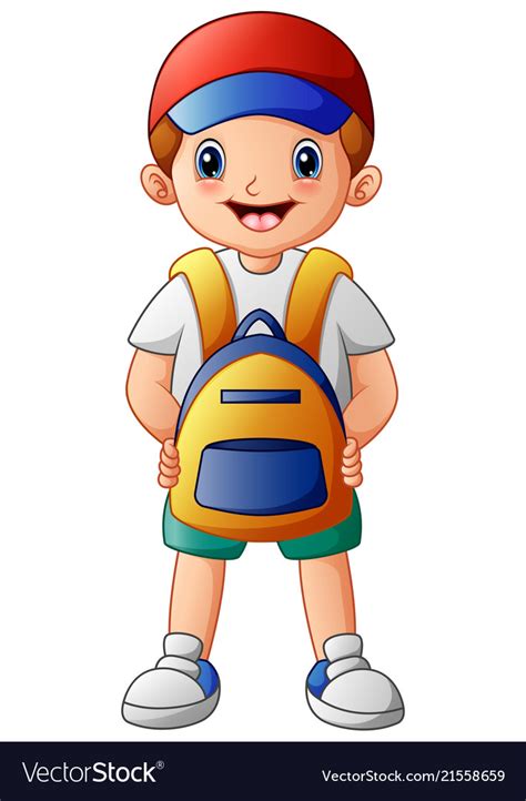 Cute Boy Cartoon With Backpack Royalty Free Vector Image