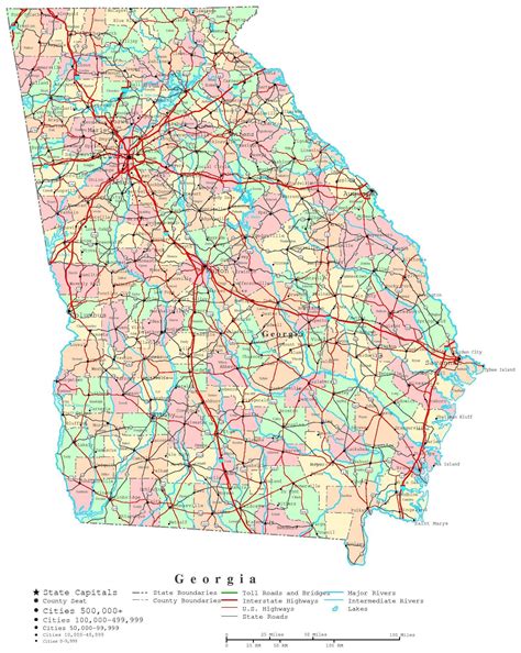 Georgia Counties Map Printable