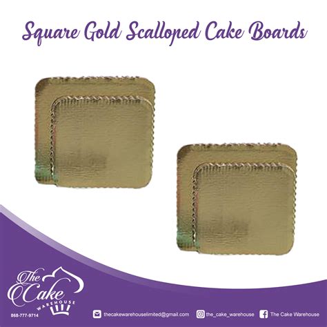 10″ Square Gold Scalloped Cake Boards