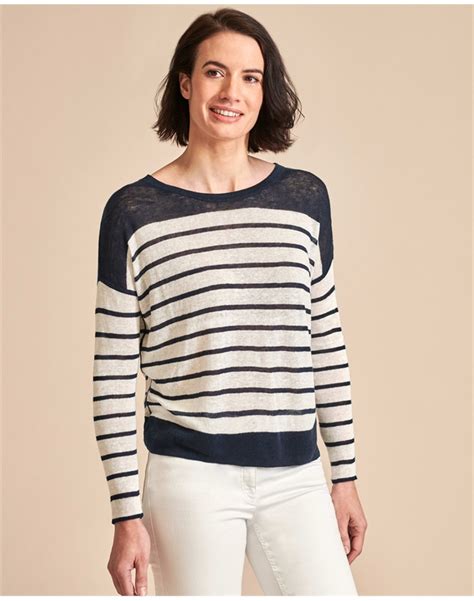 Navywhite Stripe Knitted Linen Sweater Pure Collection