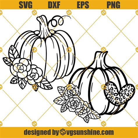 Floral Pumpkin SVG, Flower Pumpkin SVG, Pumpkin With Flowers SVG