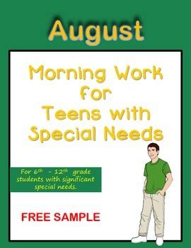 A little creativity, getting into the teen mindset, and asking teens for input. Morning Work for Teens with Special Needs (August & School ...