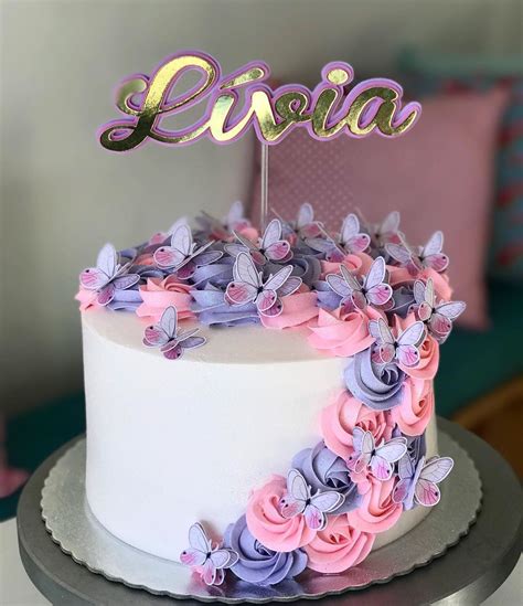 Bolo De Borboleta Rosa E Azul