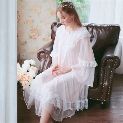 2019 Sexy Victorian Sleep Wear Night Dress Vintage Nightgown Long