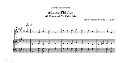Settings other than wade's adeste, fideles. Adeste Fideles (J.F. Wade) - Free Flute Sheet Music ...