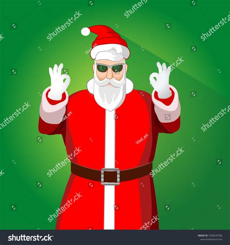 1 Portrait Hipster Santa Claus Red Suit Green Glasses Images Stock