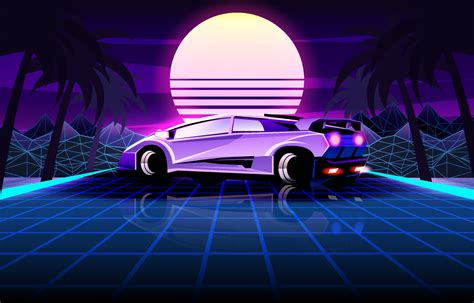 Retro Muscle Car Neon Wallpapers Wallpaper Cave