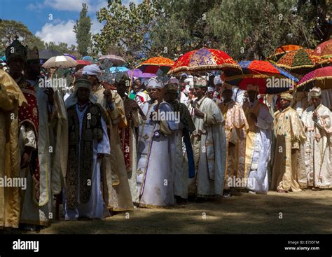 Ethiopian Orthodox Priests Celebrating The Colorful Timkat Epiphany