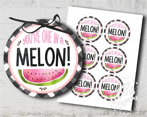 Printable Youre One In A Melon Watercolor Watermelon Tag Etsy One