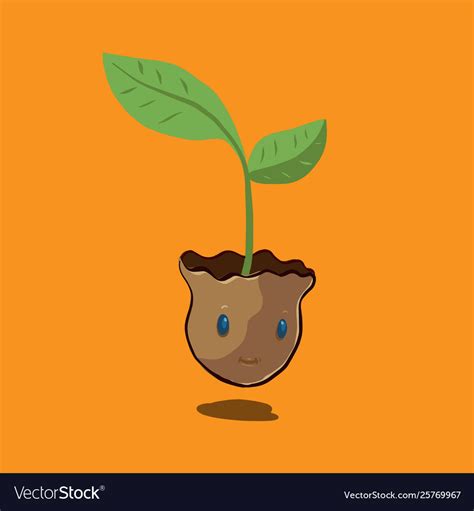 Plant Seed Cartoon Cute Character Royalty Free Vector Image